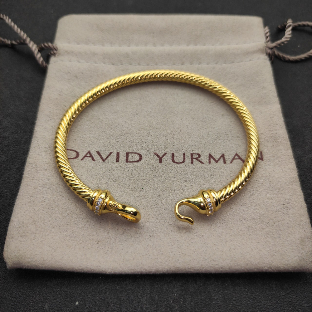 David Yurman 4mm Gold Diamond Hook Bracelet